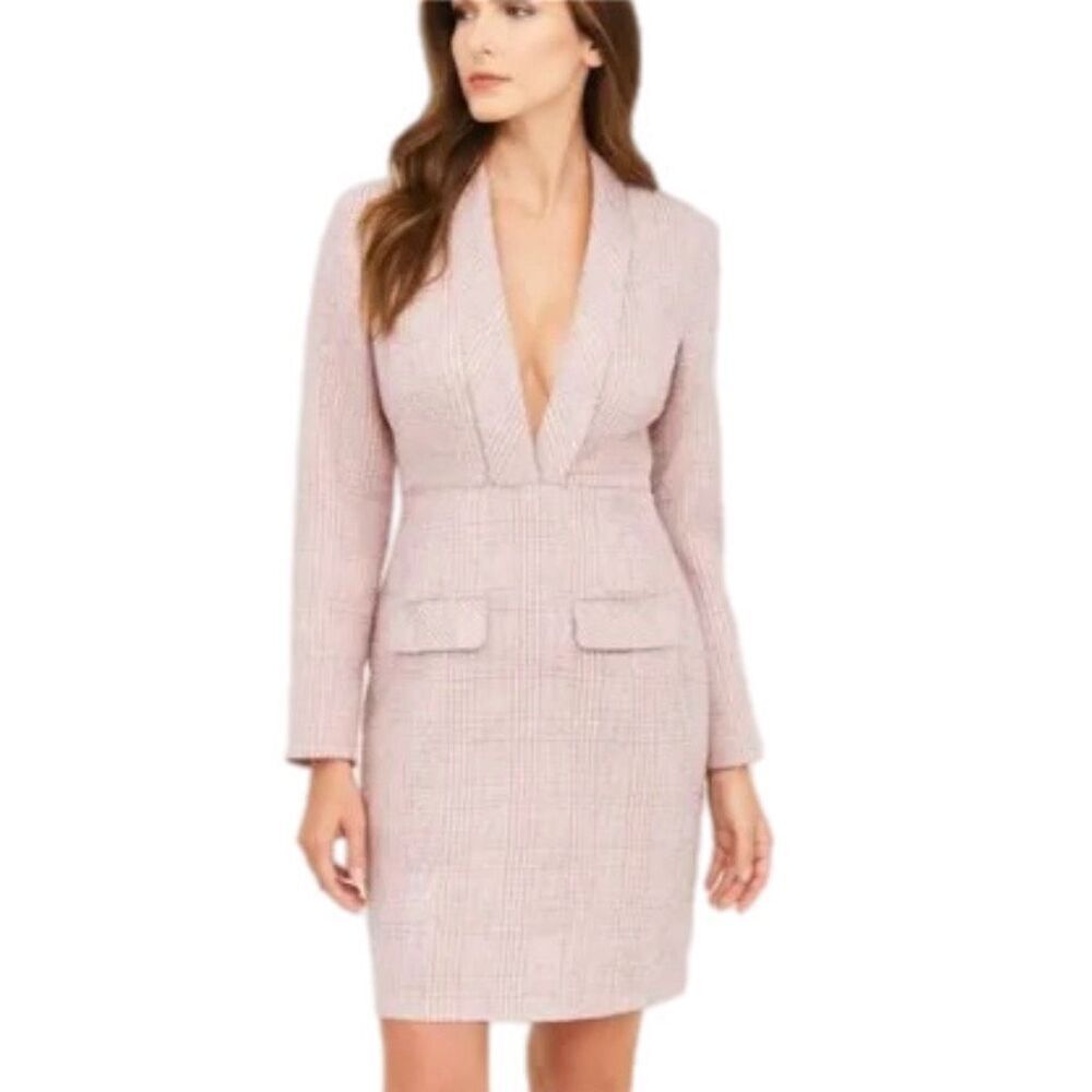 NWT Choosy “office siren”Pink & White Checkered Long Sleeve Blazer Dress.  Size